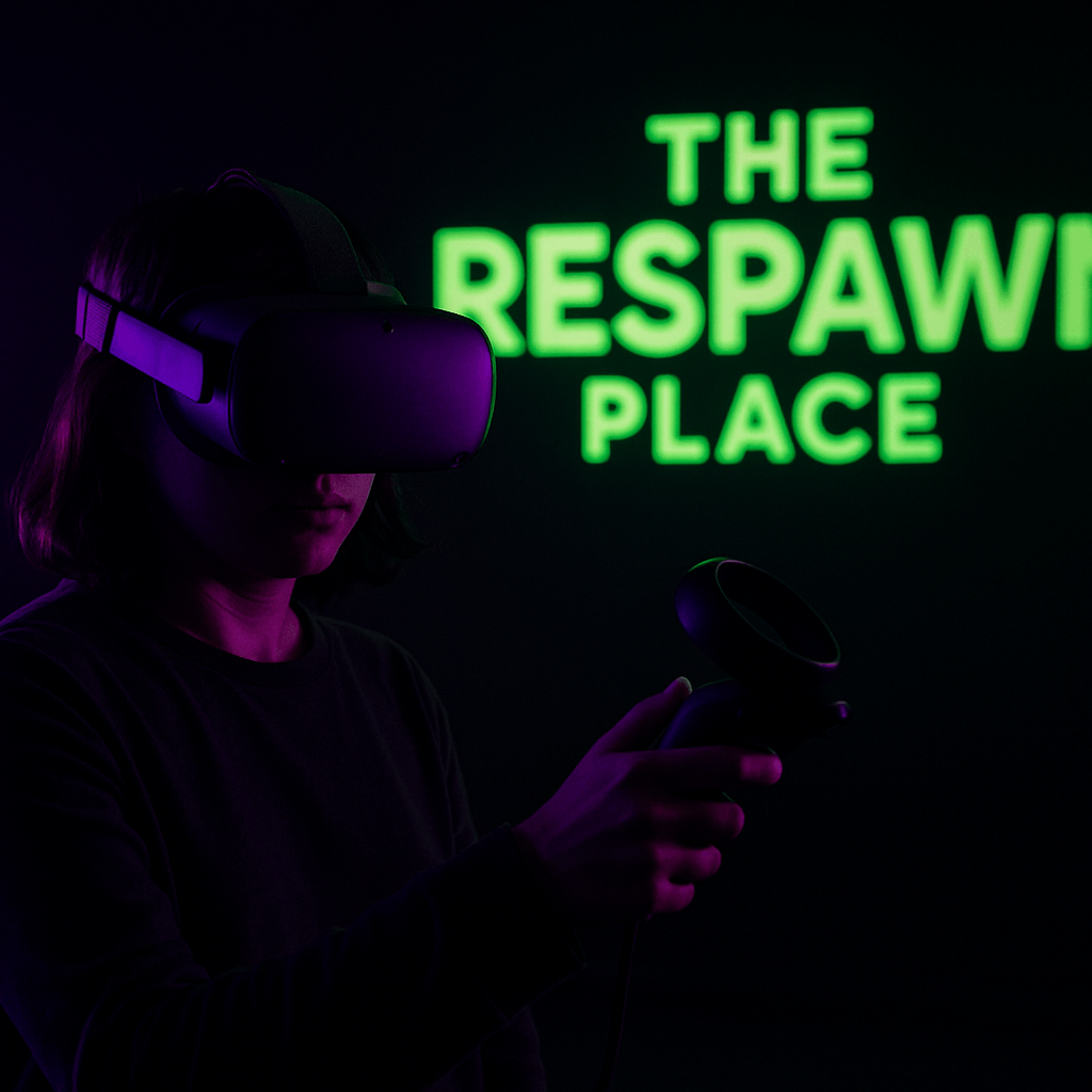 VR headset in use at gaming center